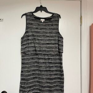 Striped Black and Gray Sleeveless Dress